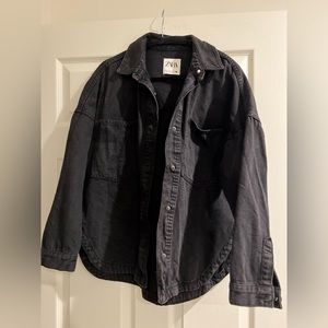 Zara black denim oversized jacket